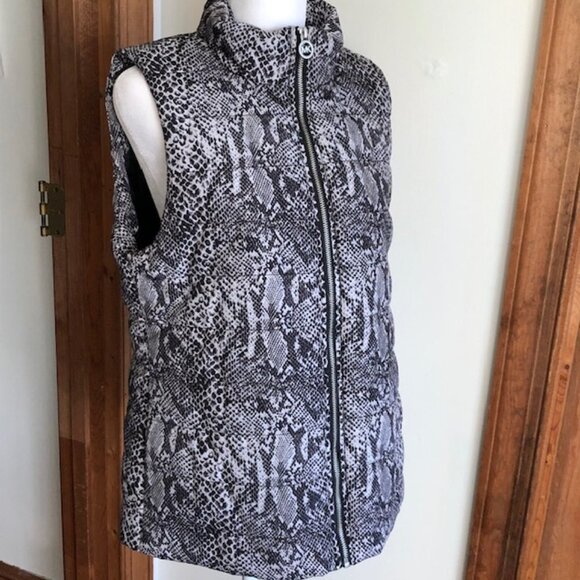 MICHAEL Michael Kors Jackets & Blazers - MICHAEL KORS Puffer Vest Black Gray White Snakeskin Print Medium